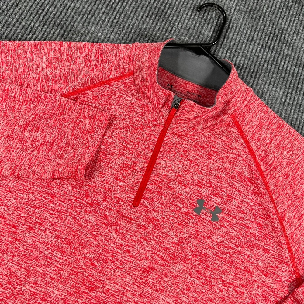 Under Armour Pullover Shirt Mens XL Extra Large Red Long Sleeve 1/4 Zip Loose